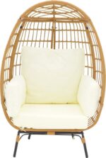 Πολυθρόνα Frox pakoworld wicker rattan φυσικό-μεταλλικό φυσικό-μαύρο πόδι-μπεζ μαξιλάρι 96x76x145εκ - Image 4