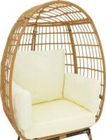 Πολυθρόνα Frox pakoworld wicker rattan φυσικό-μεταλλικό φυσικό-μαύρο πόδι-μπεζ μαξιλάρι 96x76x145εκ - Image 5