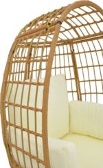 Πολυθρόνα Frox pakoworld wicker rattan φυσικό-μεταλλικό φυσικό-μαύρο πόδι-μπεζ μαξιλάρι 96x76x145εκ - Image 6