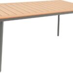Τραπέζι Griffith pakoworld ανθρακί αλουμίνιο και plywood σε φυσική απόχρωση 160x90x74εκ
