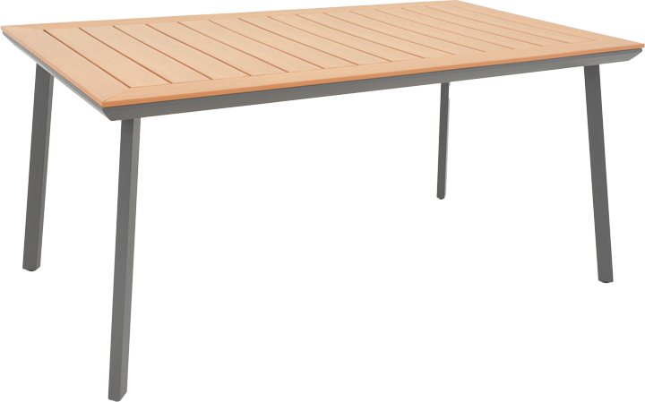 152-000052 Τραπέζι Griffith pakoworld ανθρακί αλουμίνιο και plywood σε φυσική απόχρωση 160x90x74εκ - Image 1