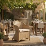 Πολυθρόνα κήπου Hadrian pakoworld rattan καφέ- textilene μπεζ 57x70x85εκ - Image 2