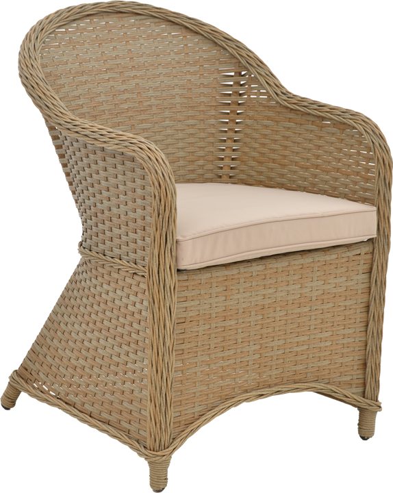 152-000053 Πολυθρόνα κήπου Hadrian pakoworld rattan καφέ- textilene μπεζ 57x70x85εκ - Image 1