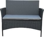 Σαλόνι κήπου Calmness pakoworld σετ 4τμχ rattan μαύρο-ύφασμα γκρι - Image 3