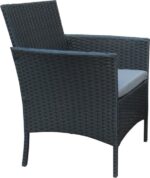 Σαλόνι κήπου Calmness pakoworld σετ 4τμχ rattan μαύρο-ύφασμα γκρι - Image 5