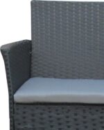 Σαλόνι κήπου Calmness pakoworld σετ 4τμχ rattan μαύρο-ύφασμα γκρι - Image 6