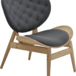Πολυθρόνα relax Udalle pakoworld μασίφ ξύλο καρυδί-PU μάυρο 77x70x82εκ