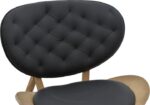 Πολυθρόνα relax Udalle pakoworld μασίφ ξύλο καρυδί-PU μάυρο 77x70x82εκ - Image 5