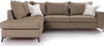 Γωνιακός καναπές δεξιά γωνία Romantic pakoworld ύφασμα mocha-cream 290x235x95εκ - Image 3