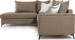 Γωνιακός καναπές δεξιά γωνία Romantic pakoworld ύφασμα mocha-cream 290x235x95εκ - Image 4