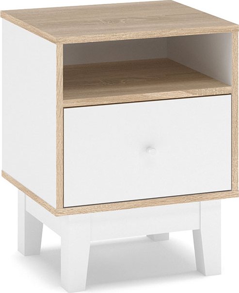 173-000005 Κομοδίνο Awell pakoworld sonoma-λευκό 45x44x58εκ - Image 1
