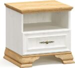 Κομοδίνο Jaden pakoworld golden oak-λευκό antique 49x41x47εκ