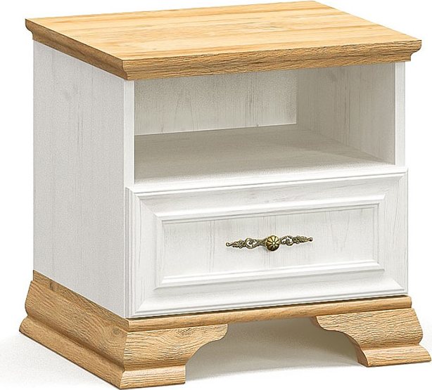 173-000024 Κομοδίνο Jaden pakoworld golden oak-λευκό antique 49x41x47εκ - Image 1