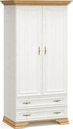 Ντουλάπα Jaden pakoworld δίφυλλη golden oak-λευκό antique 101x62x197,5εκ