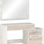 Τουαλέτα-καθρέπτης Neruda pakoworld λευκό antique-oak 114,5x39,5x76εκ