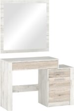 Τουαλέτα-καθρέπτης Neruda pakoworld λευκό antique-oak 114,5x39,5x76εκ