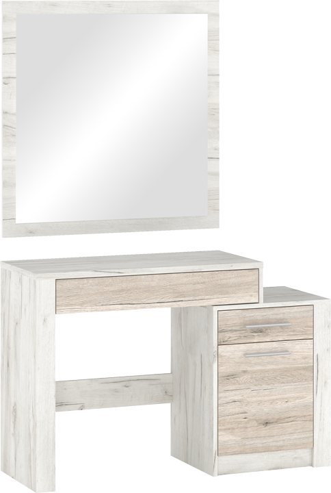 173-000042 Τουαλέτα-καθρέπτης Neruda pakoworld λευκό antique-oak 114,5x39,5x76εκ - Image 1