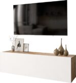 Έπιπλο τηλεόρασης επιτοίχιο Serit pakoworld λευκό-oak 100x31,5x29,5εκ