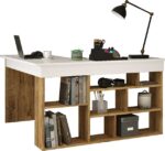Γραφείο γωνιακό Rosaline pakoworld λευκό-oak 120x129x72εκ
