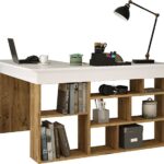 Γραφείο γωνιακό Rosaline pakoworld λευκό-oak 120x129x72εκ