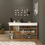 Γραφείο γωνιακό Rosaline pakoworld λευκό-oak 120x129x72εκ - Image 3
