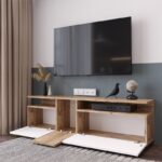 Έπιπλο τηλεόρασης Elana pakoworld sonoma-λευκό 150x29.5x46.3εκ - Image 2