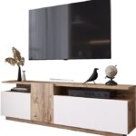 Έπιπλο τηλεόρασης Elana pakoworld sonoma-λευκό 150x29.5x46.3εκ