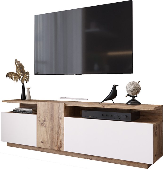 176-000055 Έπιπλο τηλεόρασης Elana pakoworld sonoma-λευκό 150x29.5x46.3εκ - Image 1
