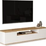 Έπιπλο τηλεόρασης Soren pakoworld sonoma-λευκό 180x.44.5x44.6εκ