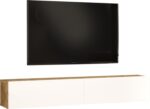 Έπιπλο τηλεόρασης επιτοίχιο Dello pakoworld λευκό-oak 180x31.6x29.6εκ - Image 2