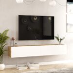 Έπιπλο τηλεόρασης επιτοίχιο Dello pakoworld λευκό-oak 180x31.6x29.6εκ