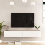 Έπιπλο τηλεόρασης επιτοίχιο Dello pakoworld λευκό-oak 180x31.6x29.6εκ - Image 4
