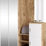 Έπιπλο εισόδου Doorse pakoworld μελαμίνης λευκό-oak 147.5x35x180εκ