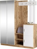 Έπιπλο εισόδου Doorse pakoworld μελαμίνης λευκό-oak 147.5x35x180εκ