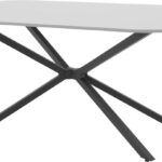 Τραπέζι Lerdion pakoworld γκρι mdf-μαύρο μέταλλο 180x90x75εκ