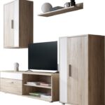 Σύνθετο σαλονιού Zafira pakoworld sonoma-λευκό 190x35x190εκ