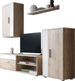 Σύνθετο σαλονιού Zafira pakoworld sonoma-λευκό 190x35x190εκ