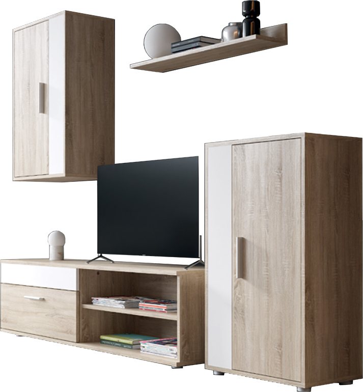 192-000001 Σύνθετο σαλονιού Zafira pakoworld sonoma-λευκό 190x35x190εκ - Image 1