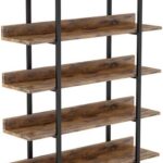Βιβλιοθήκη Almond pakoworld καρυδί-μαύρο 119x27x185εκ
