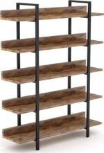 Βιβλιοθήκη Almond pakoworld καρυδί-μαύρο 119x27x185εκ