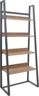 Βιβλιοθήκη Ryder pakoworld καρυδί-μαύρο 75x36x185εκ
