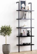 Ραφιέρα τοίχου Harris pakoworld σε μαύρη απόχρωση 60x22x200εκ - Image 2