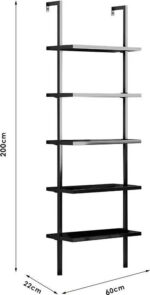 Ραφιέρα τοίχου Harris pakoworld σε μαύρη απόχρωση 60x22x200εκ - Image 3