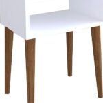 Κομοδίνο Hank pakoworld λευκό-καρυδί 45x30x60εκ