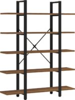 Βιβλιοθήκη Esthon pakoworld καρυδί-μαύρο μέταλλο 120x32x184εκ - Image 2