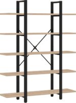 Βιβλιοθήκη Esthon pakoworld φυσικό-μαύρο μέταλλο 120x32x184εκ - Image 2