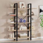 Βιβλιοθήκη Esthon pakoworld φυσικό-μαύρο μέταλλο 120x32x184εκ