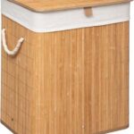 Καλάθι απλύτων Natural pakoworld χρώμα φυσικό-λευκό 40x30x50εκ