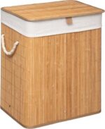 Καλάθι απλύτων Natural pakoworld χρώμα φυσικό-λευκό 40x30x50εκ