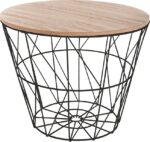 Βοηθητικό τραπέζι σαλονιού Jacot pakoworld oak-μαύρο Φ38x30,5εκ - Image 2